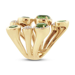 0.39ct Diamond & 5.31ct Peridot 14k Yellow Gold Ring