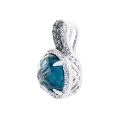 0.18ct Diamond & 3.54ct London Blue Topaz 14k White Gold Pendant