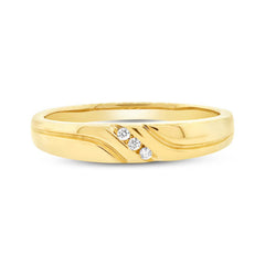 0.04ct 14k Yellow Gold Diamond Men's Band Size 5.5