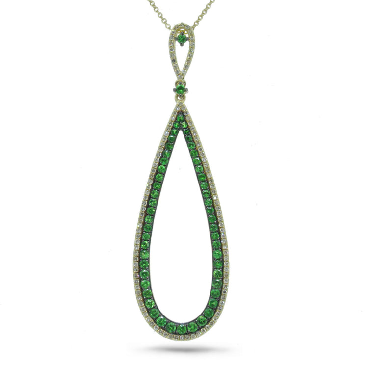 0.36ct Diamond & 0.97ct Green Garnet 14k Yellow Gold Pendant