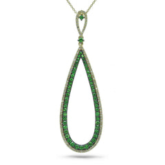 0.36ct Diamond & 0.97ct Green Garnet 14k Yellow Gold Pendant