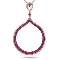 0.35ct Diamond & 0.86ct Pink Sapphire 14k Rose Gold Pendant
