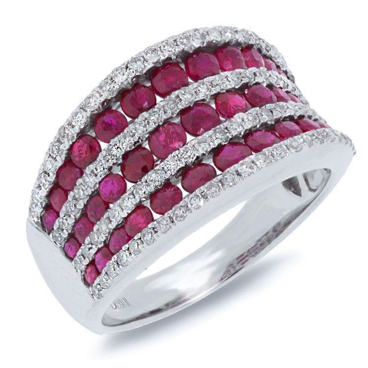 0.48ct Diamond & 2.15ct Ruby 14k White Gold Ring