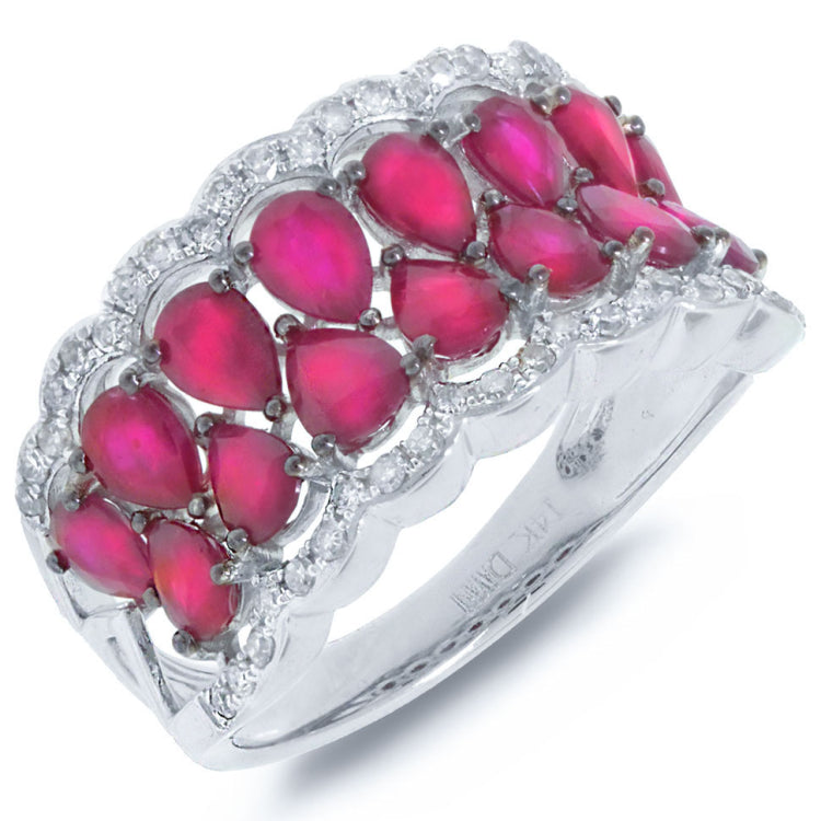 0.29ct Diamond & 3.01ct Ruby 14k White Gold Ring