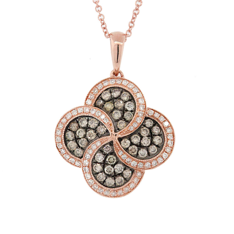 0.77ct 14k Rose Gold White & Champagne Diamond Pendant