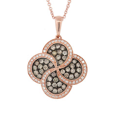 0.77ct 14k Rose Gold White & Champagne Diamond Pendant
