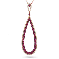 0.36ct Diamond & 1.31ct Ruby 14k Rose Gold Pendant