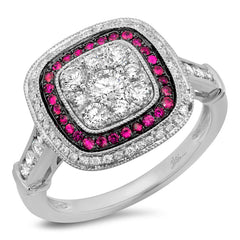 0.77ct Diamond & 0.17ct Ruby 14k White Gold Ring