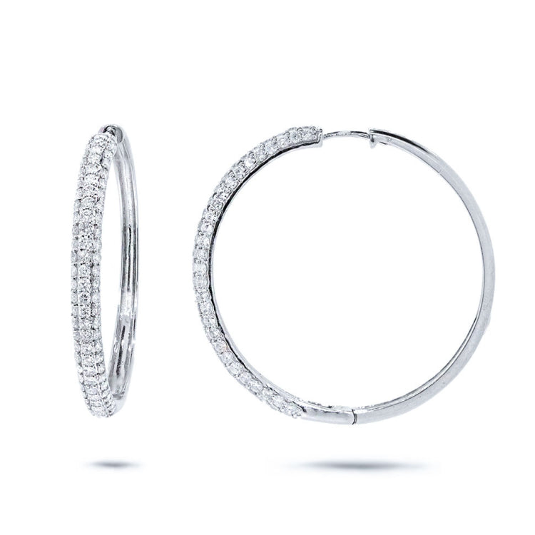 3.50ct 14k White Gold Diamond Hoop Pave Earring