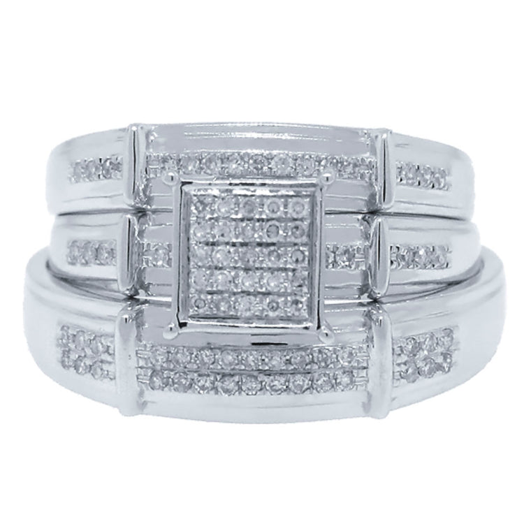 0.25ct 14k White Gold Diamond Trio Set Pave