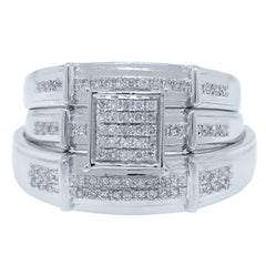 0.25ct 14k White Gold Diamond Trio Set Pave