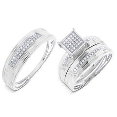 0.19ct 14k White Gold Diamond Trio Set Pave