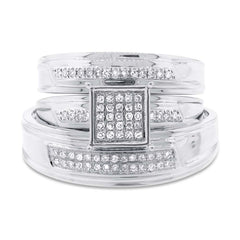 0.19ct 14k White Gold Diamond Trio Set Pave