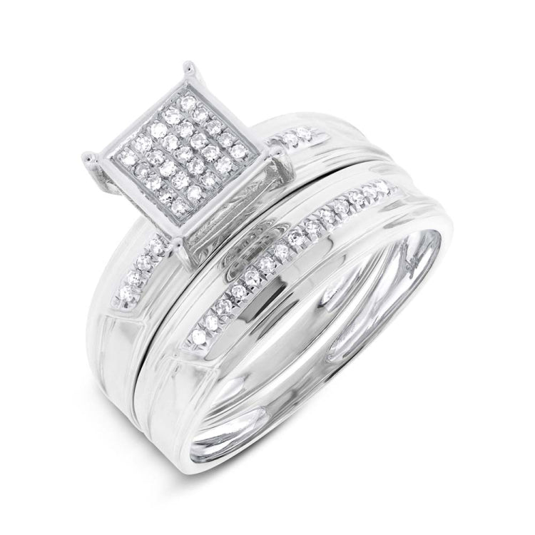 0.19ct 14k White Gold Diamond Trio Set Pave