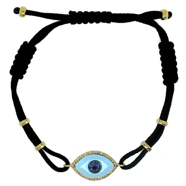 0.12ct Diamond & 0.14ct Blue Sapphire & 2.25ct Blue Topaz 14k Yellow Gold Bracelet