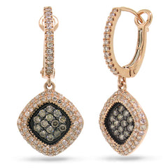 0.85ct 14k Rose Gold White & Champagne Diamond Earring