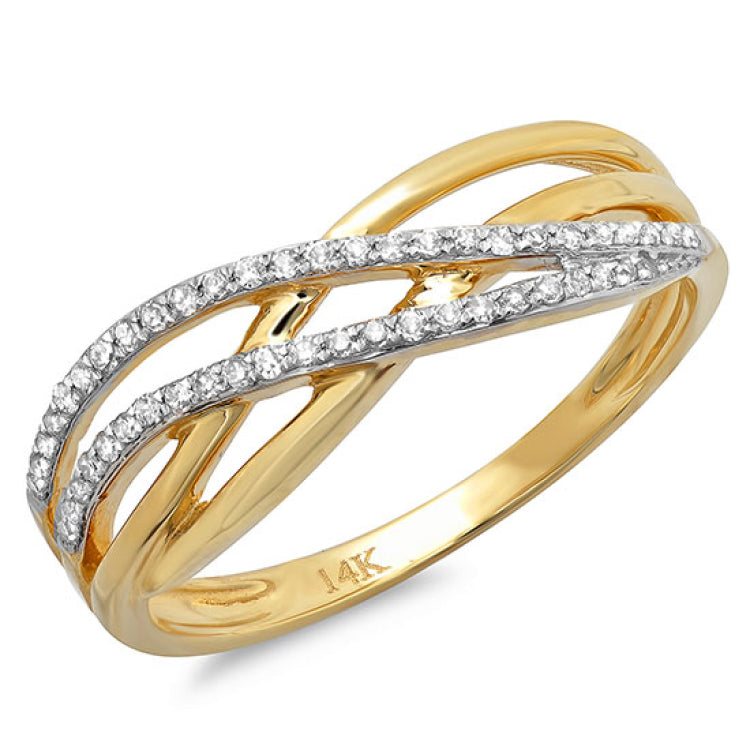 0.16ct 14k Yellow Gold Diamond Bridge Ring