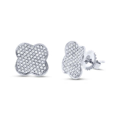 0.53ct 14k White Gold Diamond Pave Clover Stud Earring