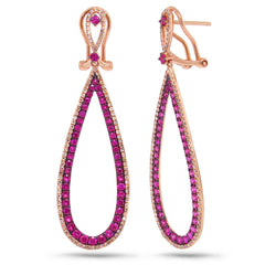 0.66ct Diamond & 1.75ct Pink Sapphire 14k Rose Gold Earring