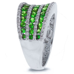 0.48ct Diamond & 1.67ct Green Garnet 14k White Gold Ring