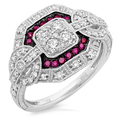 0.62ct Diamond & 0.15ct Ruby 14k White Gold Ring