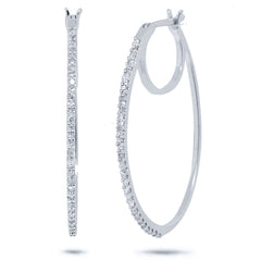 0.19ct 14k White Gold Diamond Oval Hoop Earring
