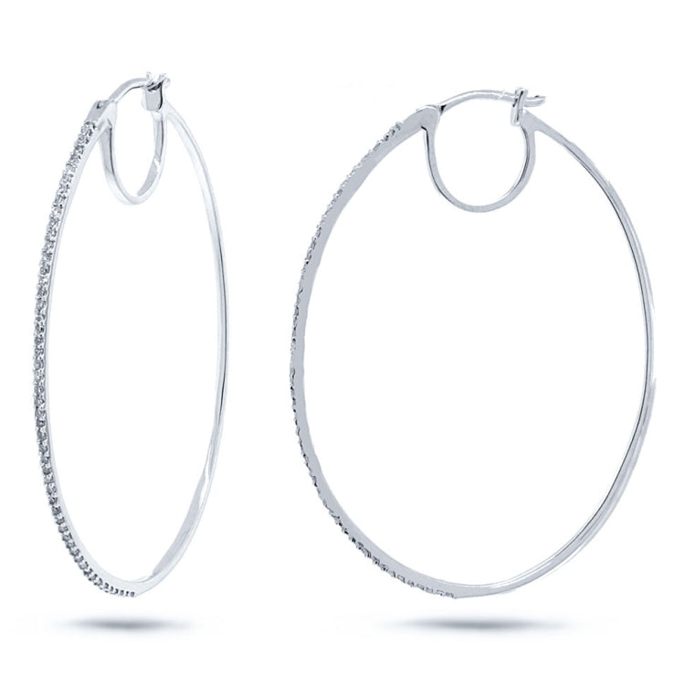 0.37ct 14k White Gold Diamond Oval Hoop Earring