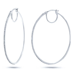 0.37ct 14k White Gold Diamond Oval Hoop Earring