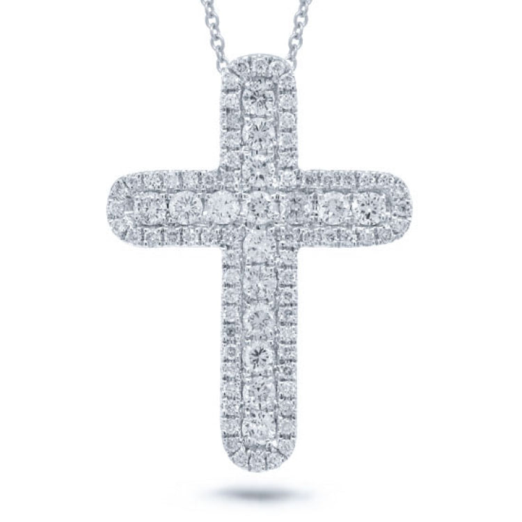 0.53ct 14k White Gold Diamond Cross Necklace