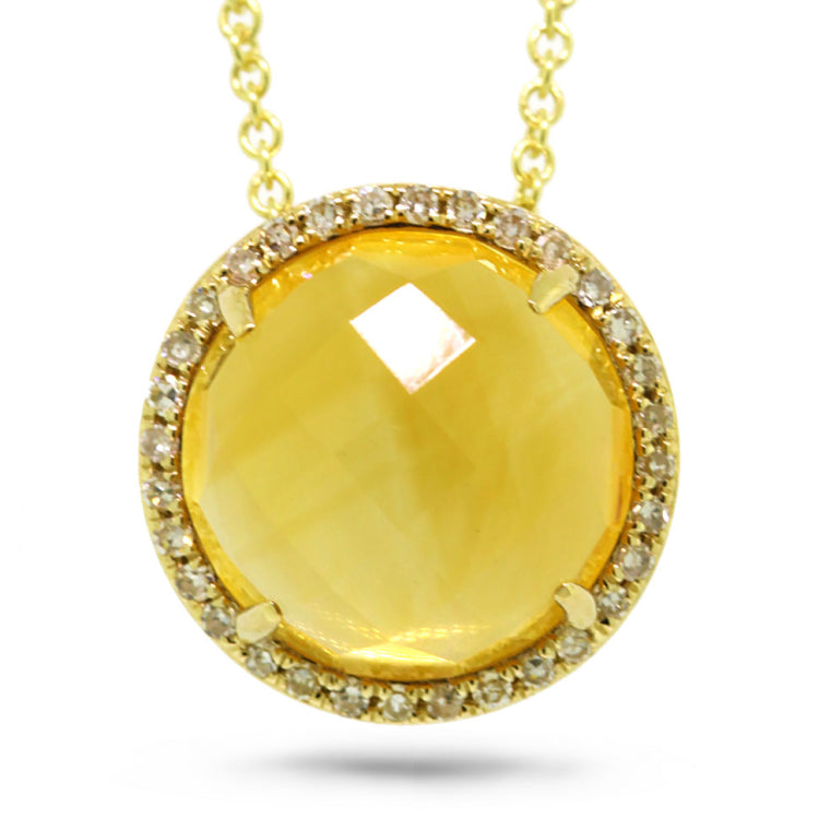0.10ct Diamond & 3.46ct Citrine 14k Yellow Gold Pendant