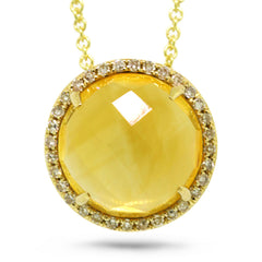 0.10ct Diamond & 3.46ct Citrine 14k Yellow Gold Pendant