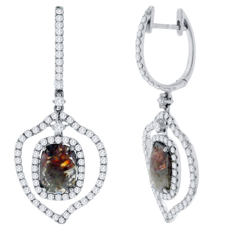 4.45ct 14k White Gold White & Rough Diamond Earring