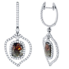 4.45ct 14k White Gold White & Rough Diamond Earring