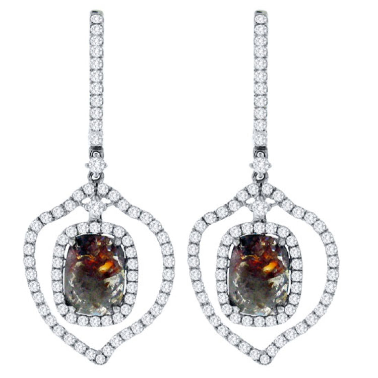 4.45ct 14k White Gold White & Rough Diamond Earring