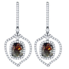4.45ct 14k White Gold White & Rough Diamond Earring