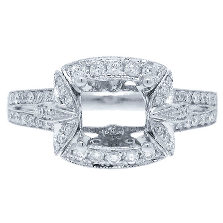 0.42ct 14k White Gold Diamond Semi-mount Ring