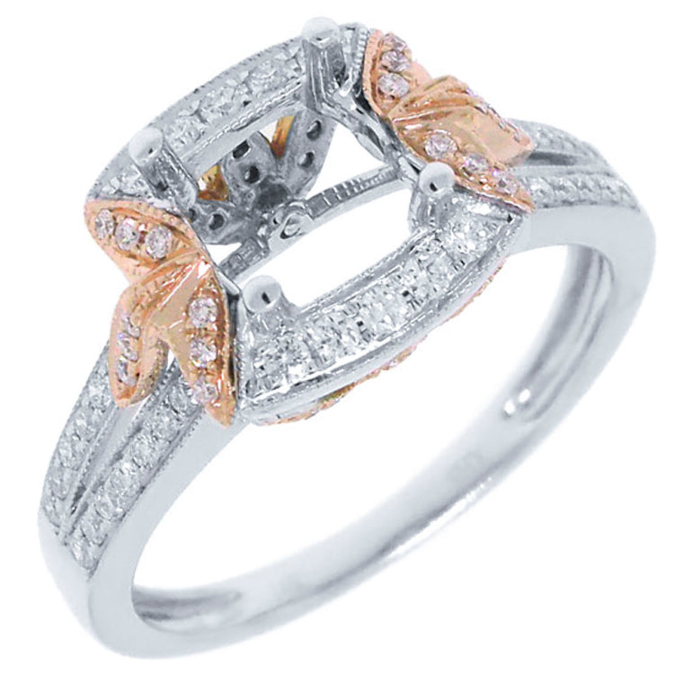 0.42ct 14k Two-tone Rose Gold Diamond Semi-mount Ring