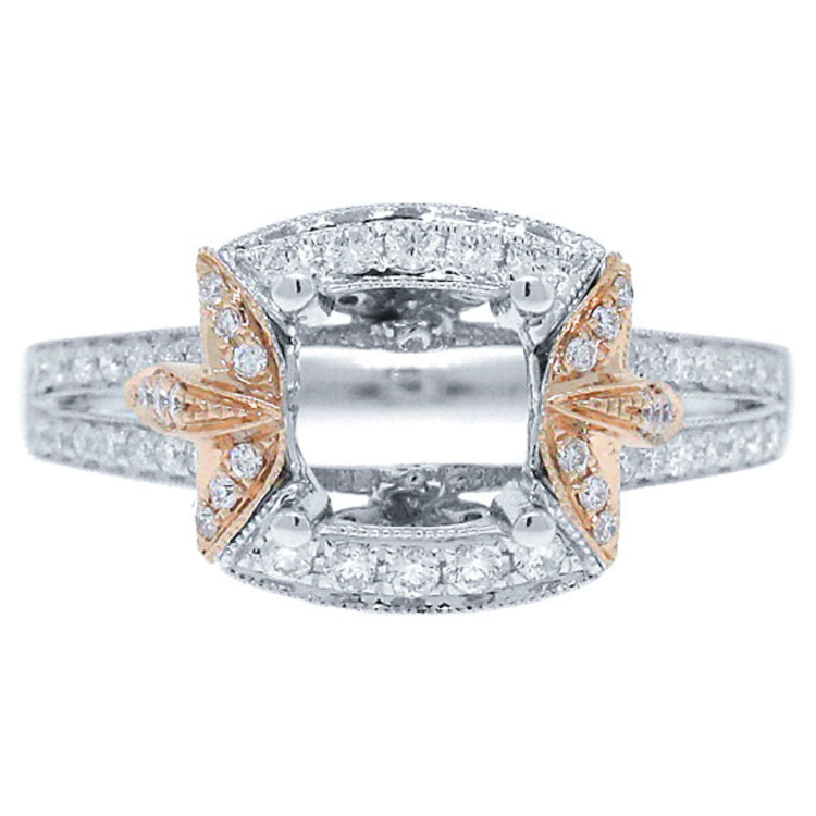 0.42ct 14k Two-tone Rose Gold Diamond Semi-mount Ring