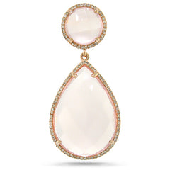 0.35ct Diamond & 23.20ct Rose Quartz 14k Rose Gold Pendant