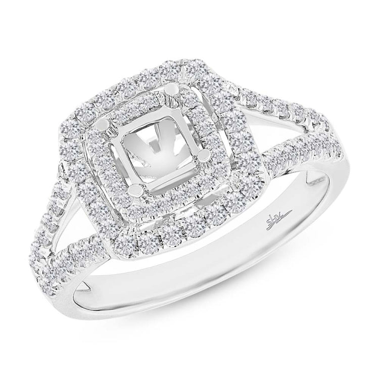 0.57ct 14k White Gold Diamond Semi-mount Ring for 4.5x4.5mm Center