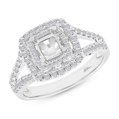 0.57ct 14k White Gold Diamond Semi-mount Ring for 4.5x4.5mm Center