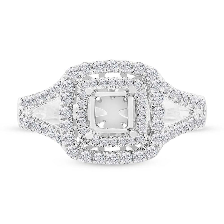 0.57ct 14k White Gold Diamond Semi-mount Ring for 4.5x4.5mm Center