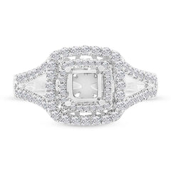 0.57ct 14k White Gold Diamond Semi-mount Ring for 4.5x4.5mm Center