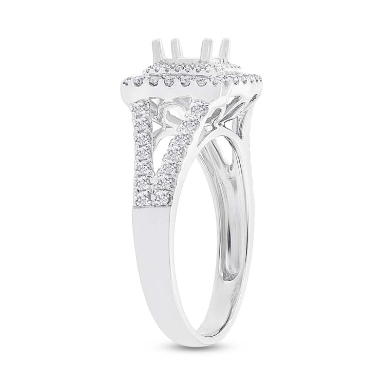 0.57ct 14k White Gold Diamond Semi-mount Ring for 4.5x4.5mm Center