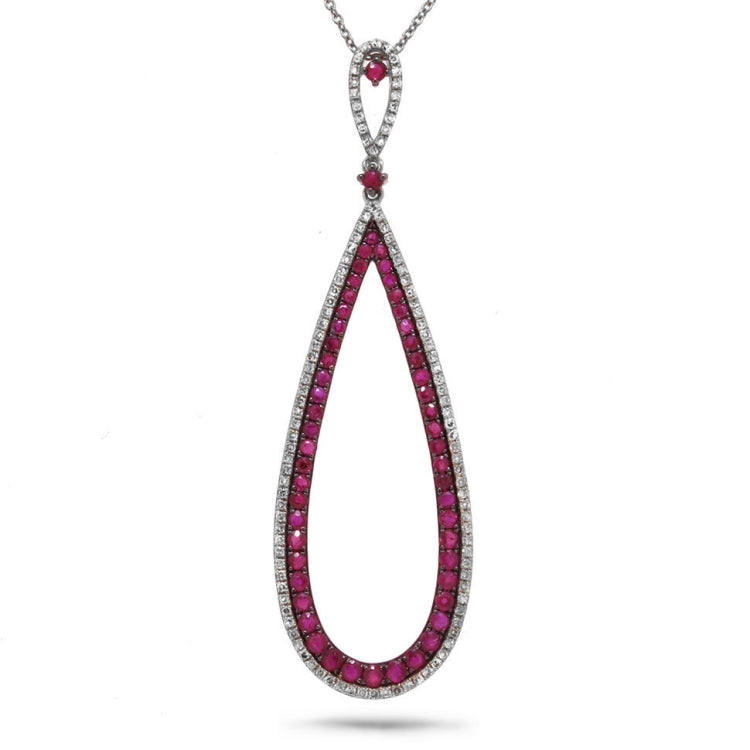 0.36ct Diamond & 1.31ct Ruby 14k White Gold Pendant
