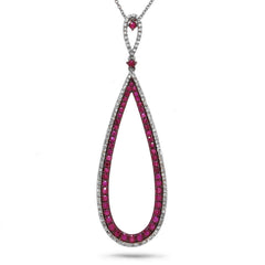 0.36ct Diamond & 1.31ct Ruby 14k White Gold Pendant