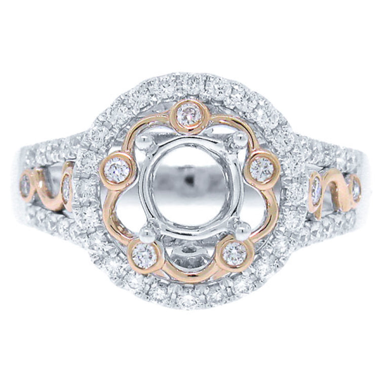 0.52ct 14k Two-tone Rose Gold Diamond Semi-mount Ring
