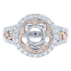 0.52ct 14k Two-tone Rose Gold Diamond Semi-mount Ring