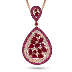 0.60ct Diamond & 11.12ct White & Pink Sapphire & Ruby 14k Rose Gold Pendant