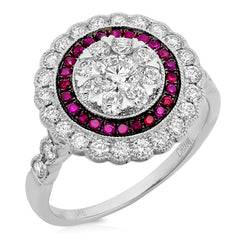 1.16ct Diamond & 0.22ct Ruby 14k White Gold Ring